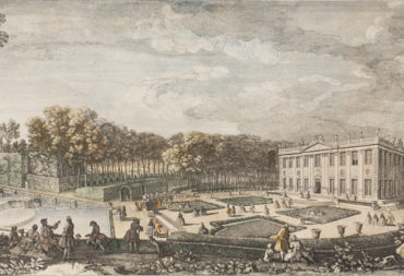 Estampe représentant la partie sud des jardins de Marly. 18e siècle